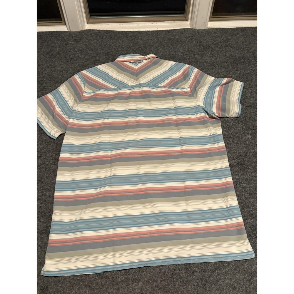 LL Bean Shirt Mens Large Tall Blue Red Striped Short Sleeve Button Down Outdoor - Picture 7 of 9